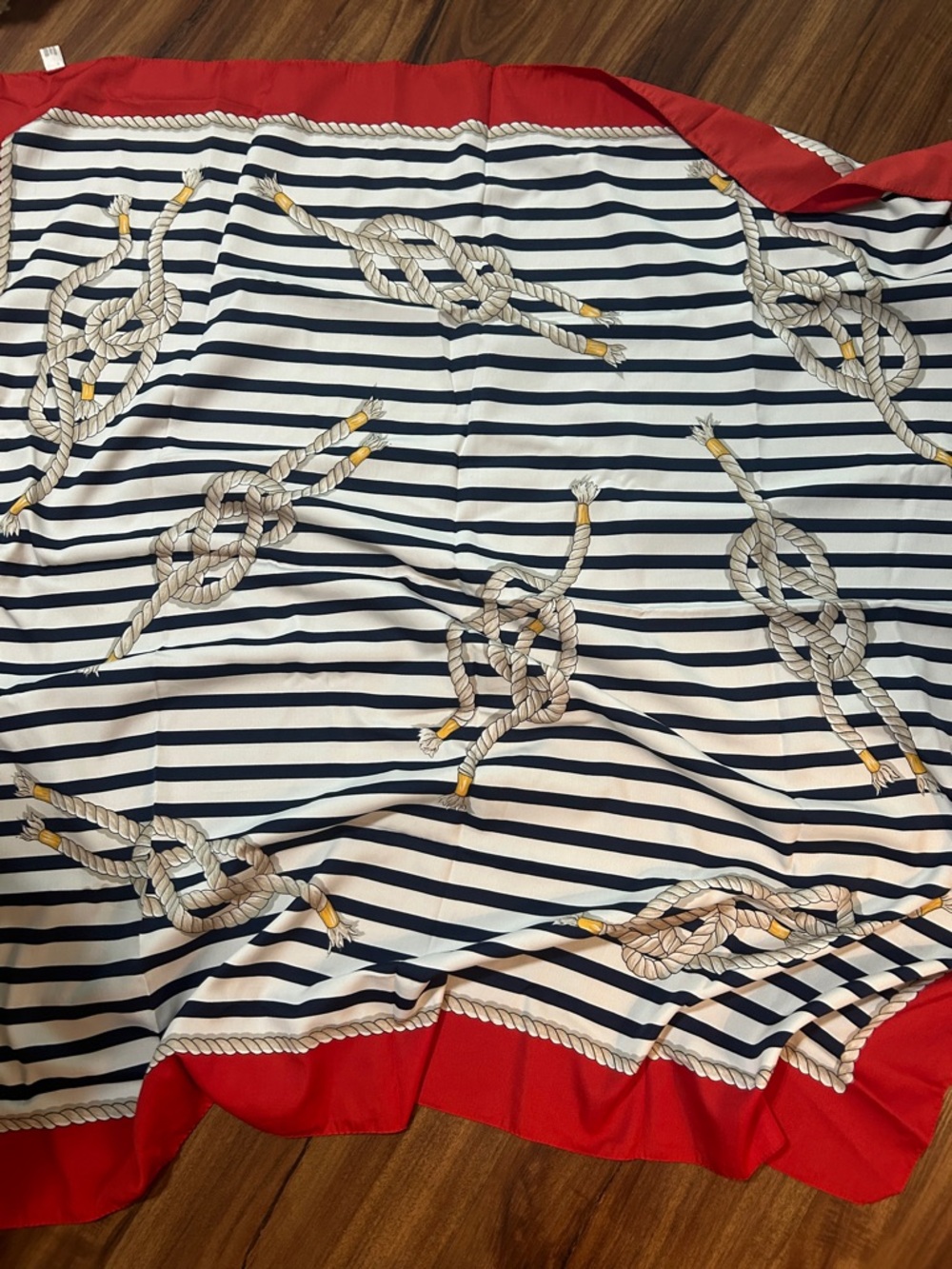 Nautical Knot Stripe Scarf in Navy, White & Red